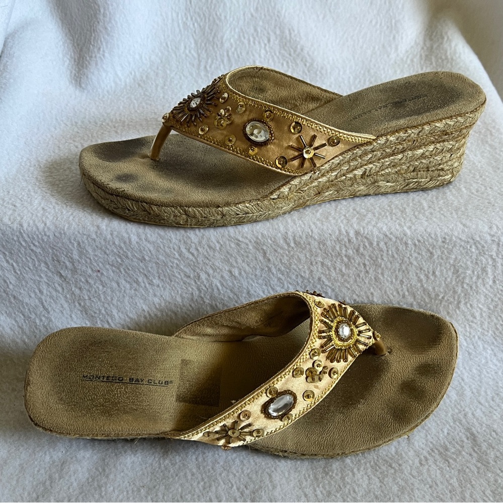 Vintage Montego Bay Club Beaded Espadrille Wedges - Picture 2 of 13